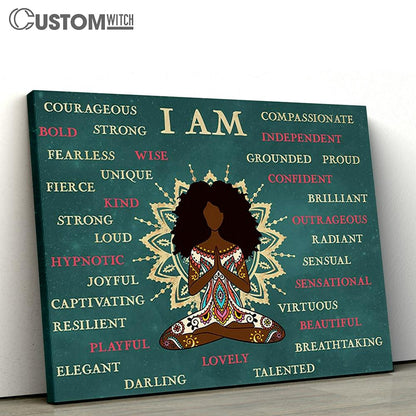 African American Yoga Canvas Wall Art