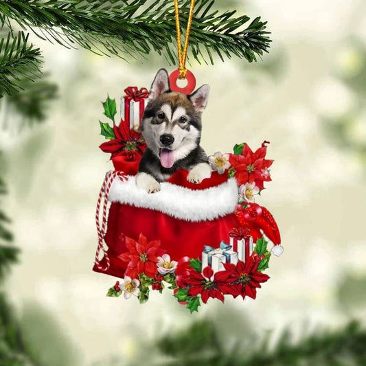 Alaskan Malamute In Gift Bag Christmas Ornament, Christmas Gift, Christmas Tree Decorations, Christmas Ornament 2023