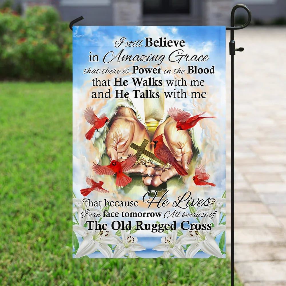 All Because Of The Old Rugged Cross Jesus Cardinal Garden Flag, Christian Flag, Scripture Flag, Garden Banner