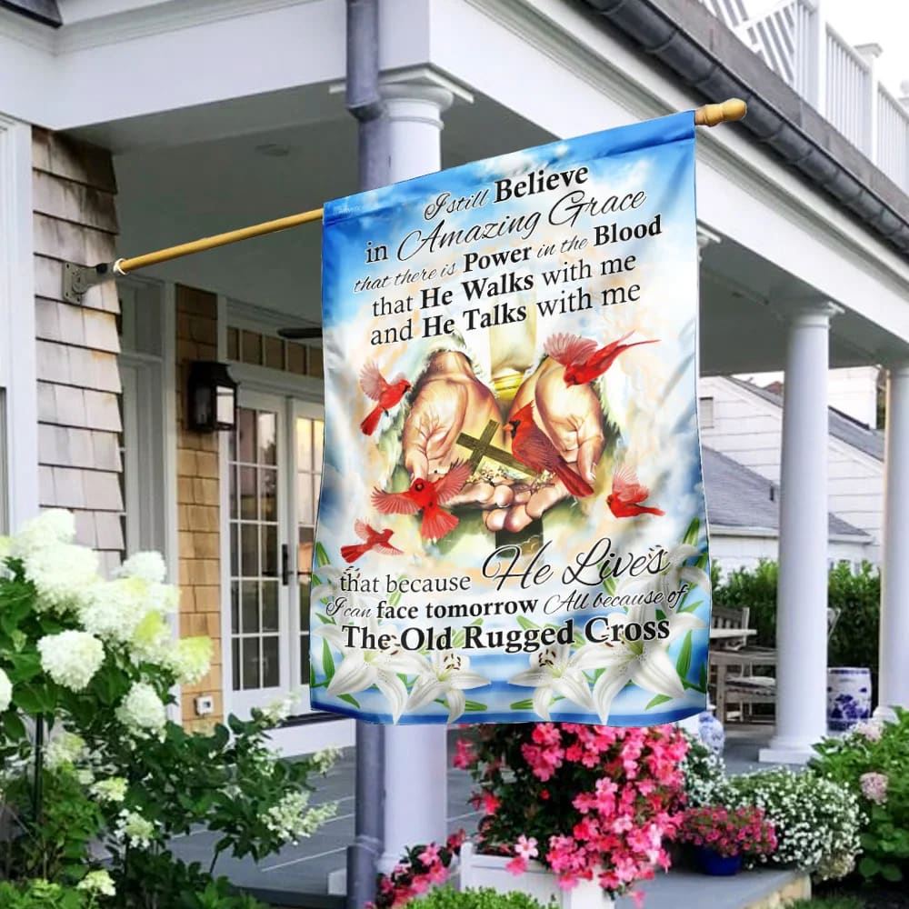 All Because Of The Old Rugged Cross Jesus Cardinal Garden Flag, Christian Flag, Scripture Flag, Garden Banner