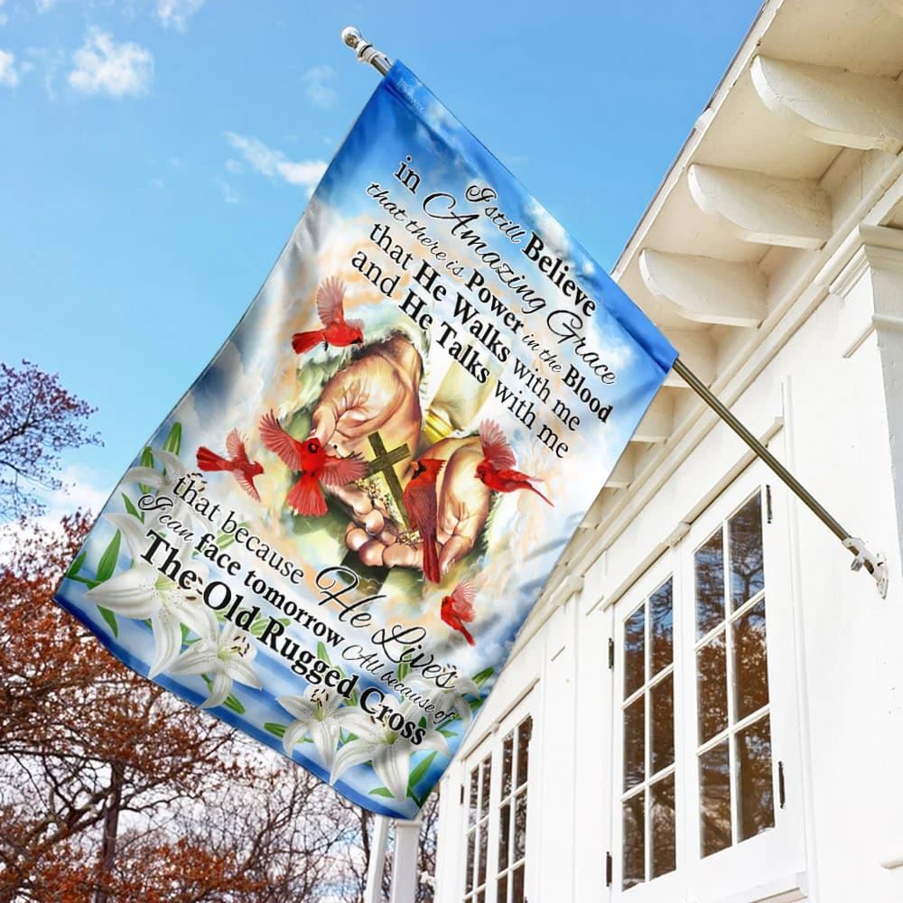 All Because Of The Old Rugged Cross Jesus Cardinal Garden Flag, Christian Flag, Scripture Flag, Garden Banner
