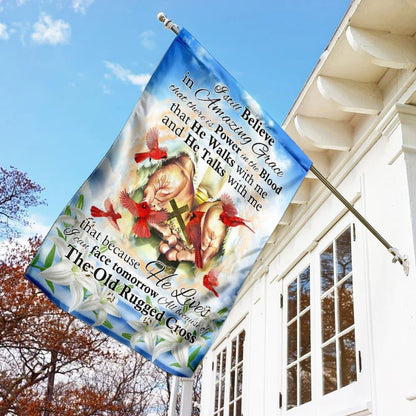 All Because Of The Old Rugged Cross Jesus Cardinal Garden Flag, Christian Flag, Scripture Flag, Garden Banner