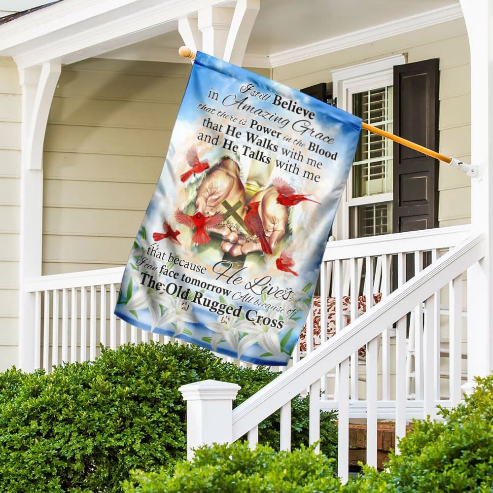 All Because Of The Old Rugged Cross Jesus Cardinal Garden Flag, Christian Flag, Scripture Flag, Garden Banner