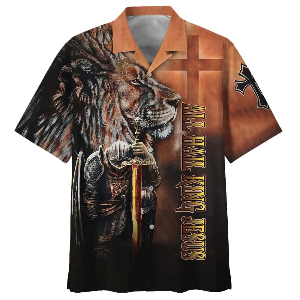 All Hail King Jesus And Lion Armor Of God Best Christian Hawaiian Shirt For Men, Christian Hawaiian Shirt, Gift For Christian