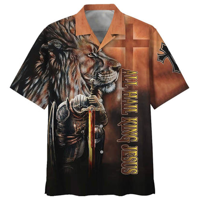 All Hail King Jesus And Lion Armor Of God Best Christian Hawaiian Shirt For Men, Christian Hawaiian Shirt, Gift For Christian