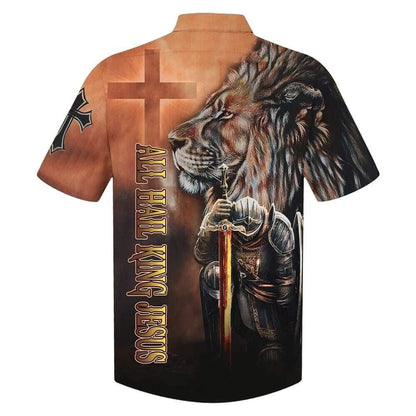 All Hail King Jesus And Lion Armor Of God Best Christian Hawaiian Shirt For Men, Christian Hawaiian Shirt, Gift For Christian