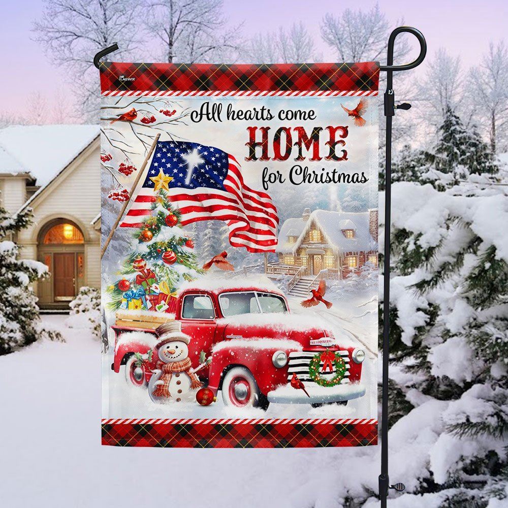 All Hearts Come Home For Christmas Flag, Christmas Garden Flag, Home Decor Accessories, Christmas Outdoor Decor Ideas