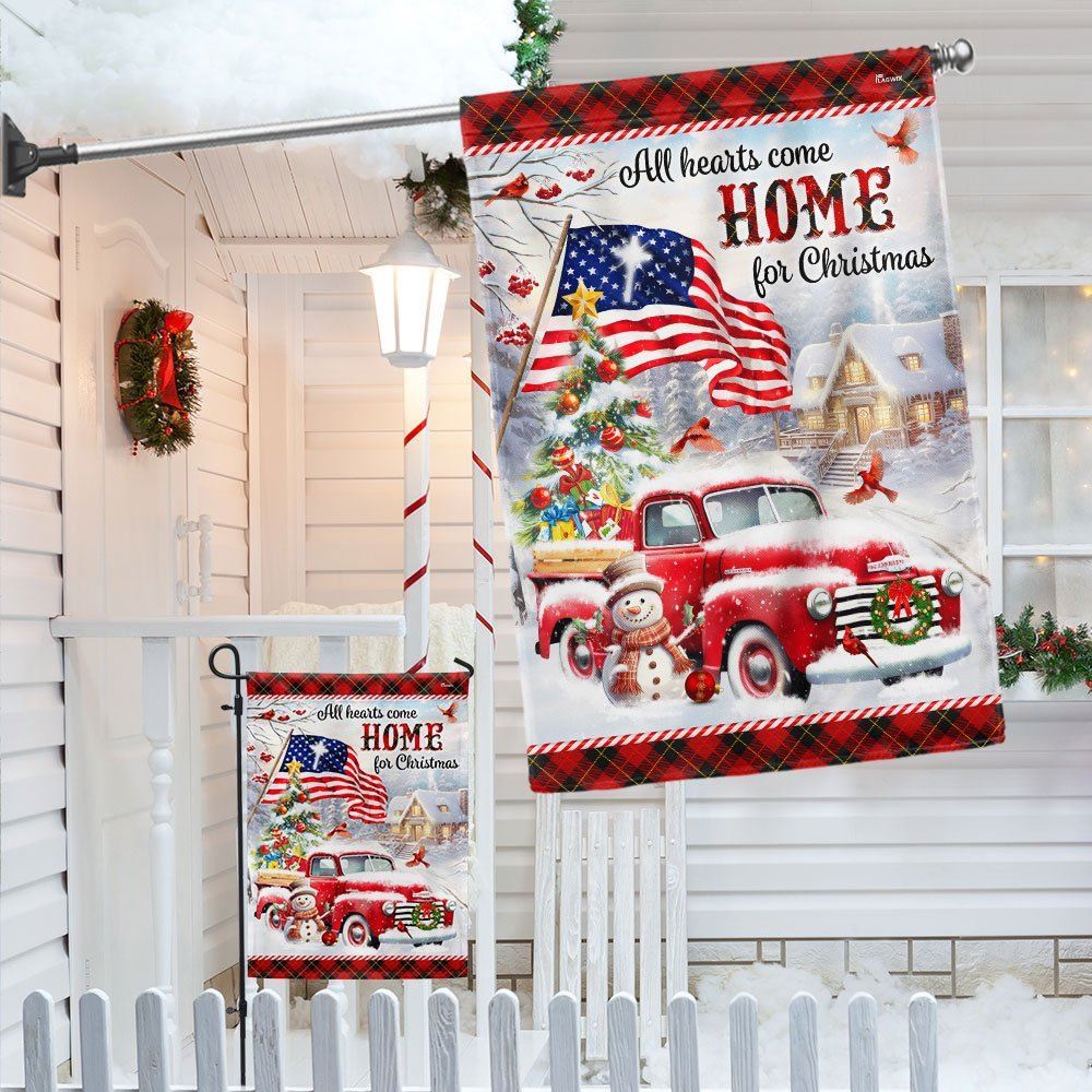 All Hearts Come Home For Christmas Flag, Christmas Garden Flag, Home Decor Accessories, Christmas Outdoor Decor Ideas
