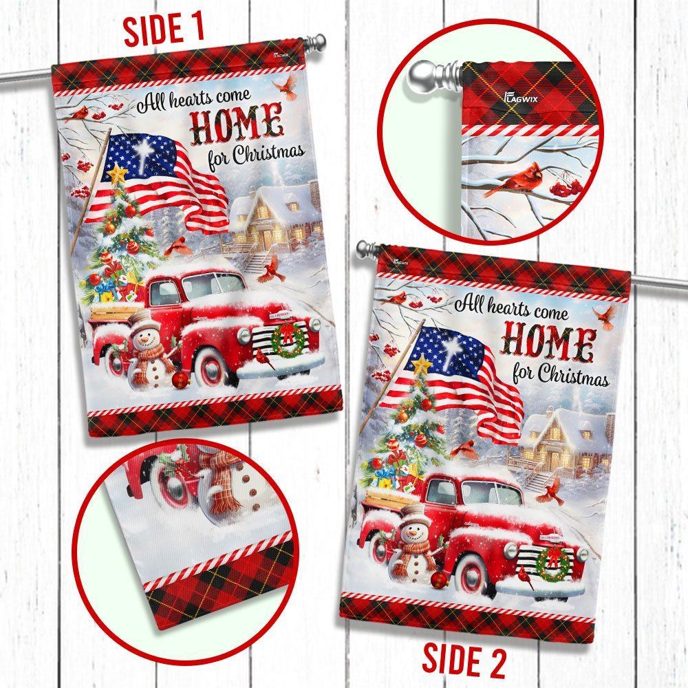 All Hearts Come Home For Christmas Flag, Christmas Garden Flag, Home Decor Accessories, Christmas Outdoor Decor Ideas