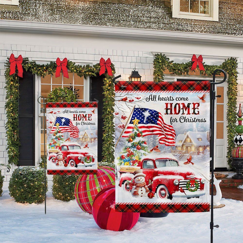All Hearts Come Home For Christmas Flag, Christmas Garden Flag, Home Decor Accessories, Christmas Outdoor Decor Ideas