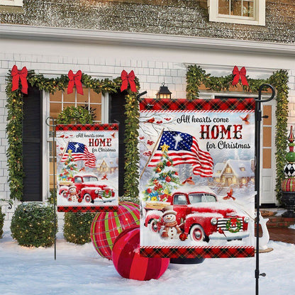 All Hearts Come Home For Christmas Flag, Christmas Garden Flag, Home Decor Accessories, Christmas Outdoor Decor Ideas
