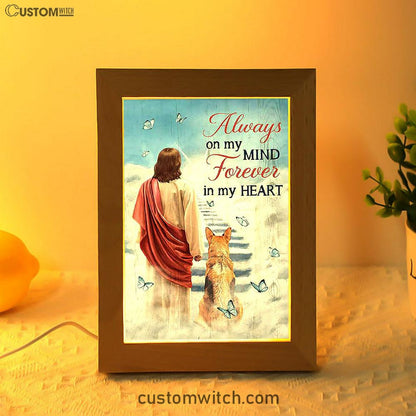 Always On My Mind Frame Lamp - Jesus King German Shepherd Way To Heaven Frame Lamp Art - Bible Verse Art - Christian Inspirational Decor