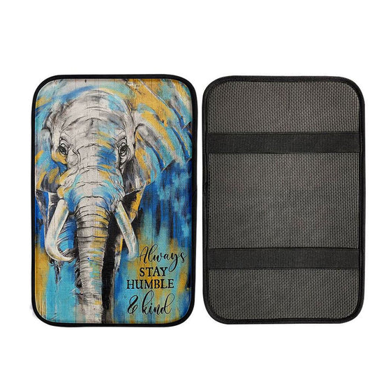 Always Stay Humble And Kind Strong Elephant Car Center Console Cover, Christian Car Armrest Cover