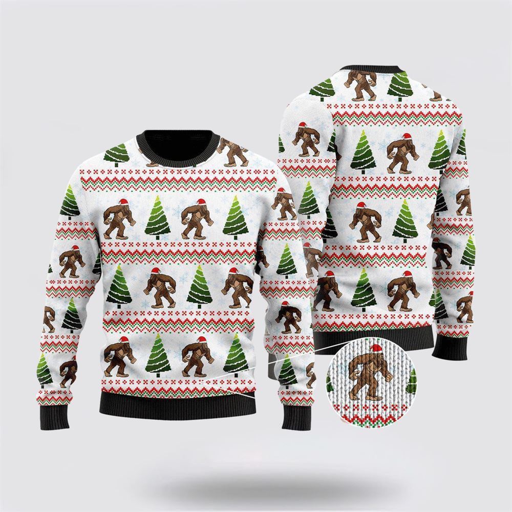 Amazing Bigfoot Ugly Christmas Sweater, Best Gift For Christmas, Bigfoot Crewneck Sweater, Christmas Winter Fashion