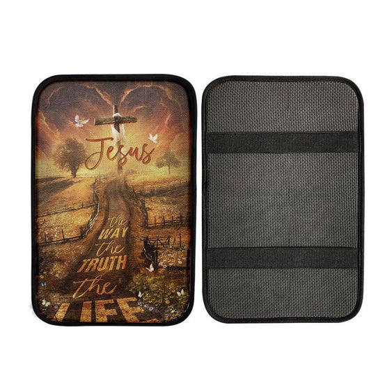 Amazing Farm, Pretty Sunset, Daisy Field, Jesus The Way, The Truth, The Life Car Center Console Cover, Car Armrest Pad, Armrest Box Mat