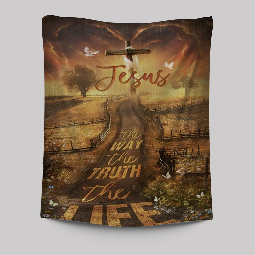 Amazing Farm, Pretty Sunset, Daisy Field, Jesus The Way, The Truth, The Life Tapestry