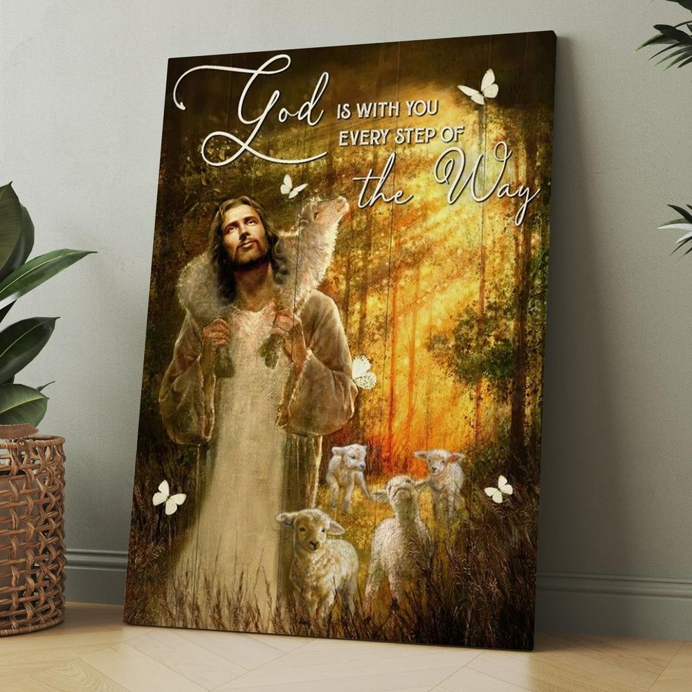 Amazing Forest God Is With You Every Step Of The Way Canvas, Christmas Gift for Christian