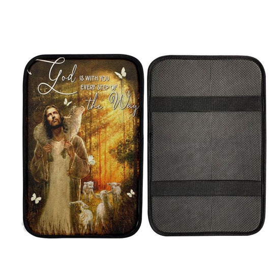 Amazing Forest God Is With You Every Step Of The Way Car Center Console Cover, Car Armrest Pad, Christian Gift, Armrest Box Mat