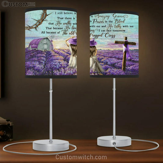 Amazing Grace Beautiful Little Girl Lavender Large Table Lamb Art - Christian Lamb Gift Home Decor - Religious Table Lamb Prints