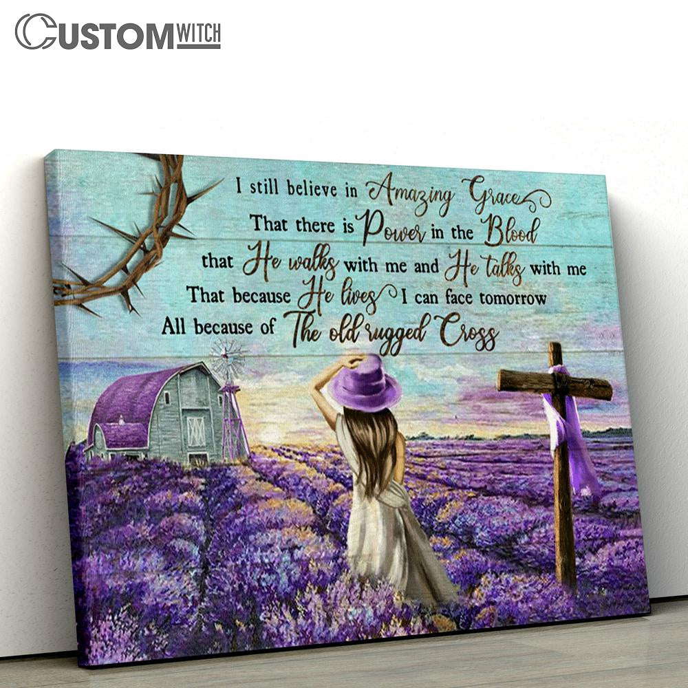 Amazing Grace Beautiful Little Girl Lavender Large Canvas Art - Christian Wall Art Home Decor - Religious Canvas Prints
