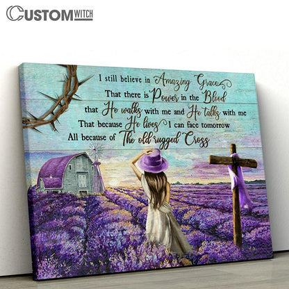 Amazing Grace Beautiful Little Girl Lavender Large Canvas Art - Christian Wall Art Home Decor - Religious Canvas Prints