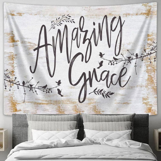Amazing Grace How Sweet The Sound - Old Country Church - Christian Tapestry Wall Art - Christian Wall Decor