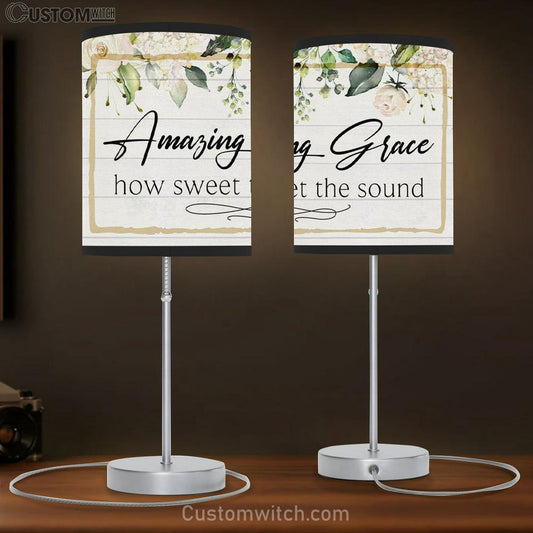Amazing Grace How Sweet The Sound Table Lamb Print - Amazing Grace Lamb Gift - Christian Bedroom Decor