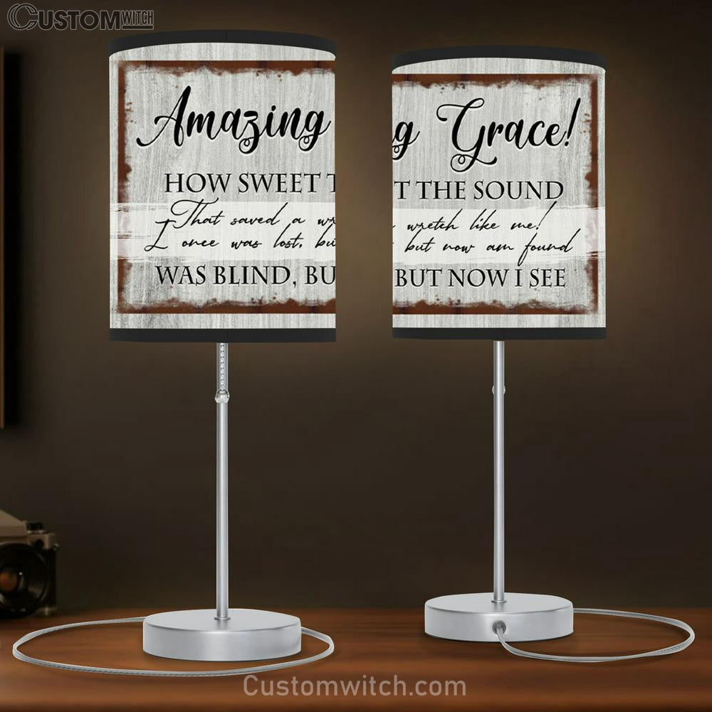 Amazing Grace How Sweet The Sound Table Lamb Gift Print - Christian Bedroom Decor