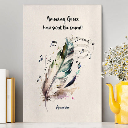 Amazing Grace How Sweet The Sound Personalized Canvas Wall Art - Christian Canvas Prints - Bible Verse Gift For Women Of God