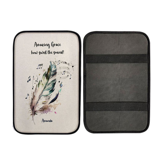 Amazing Grace How Sweet The Sound Personalized Car Center Console Cover - Bible Verse Gift For Women Of God, Christian Car Armrest Cover