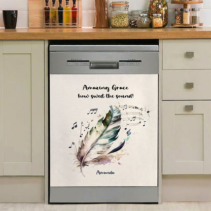 Amazing Grace How Sweet The Sound Personalized Dishwasher Cover, Christian Dishwasher Magnet Cover, Bible Verse Gift For Women Of God