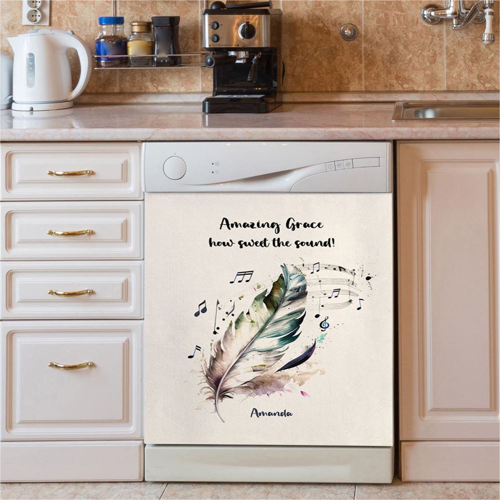Amazing Grace How Sweet The Sound Personalized Dishwasher Cover, Christian Dishwasher Magnet Cover, Bible Verse Gift For Women Of God