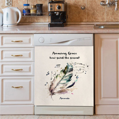 Amazing Grace How Sweet The Sound Personalized Dishwasher Cover, Christian Dishwasher Magnet Cover, Bible Verse Gift For Women Of God