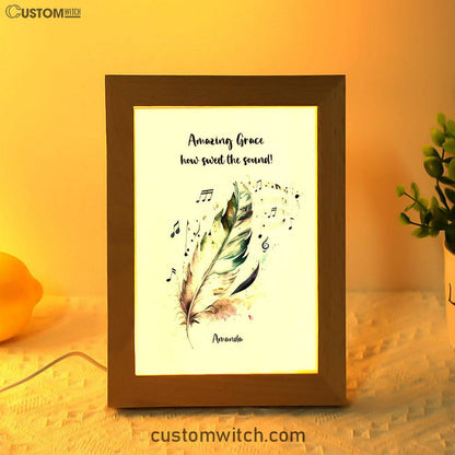 Amazing Grace How Sweet The Sound Personalized Frame Lamp Art - Christian Night Light - Bible Verse Gift For Women Of God