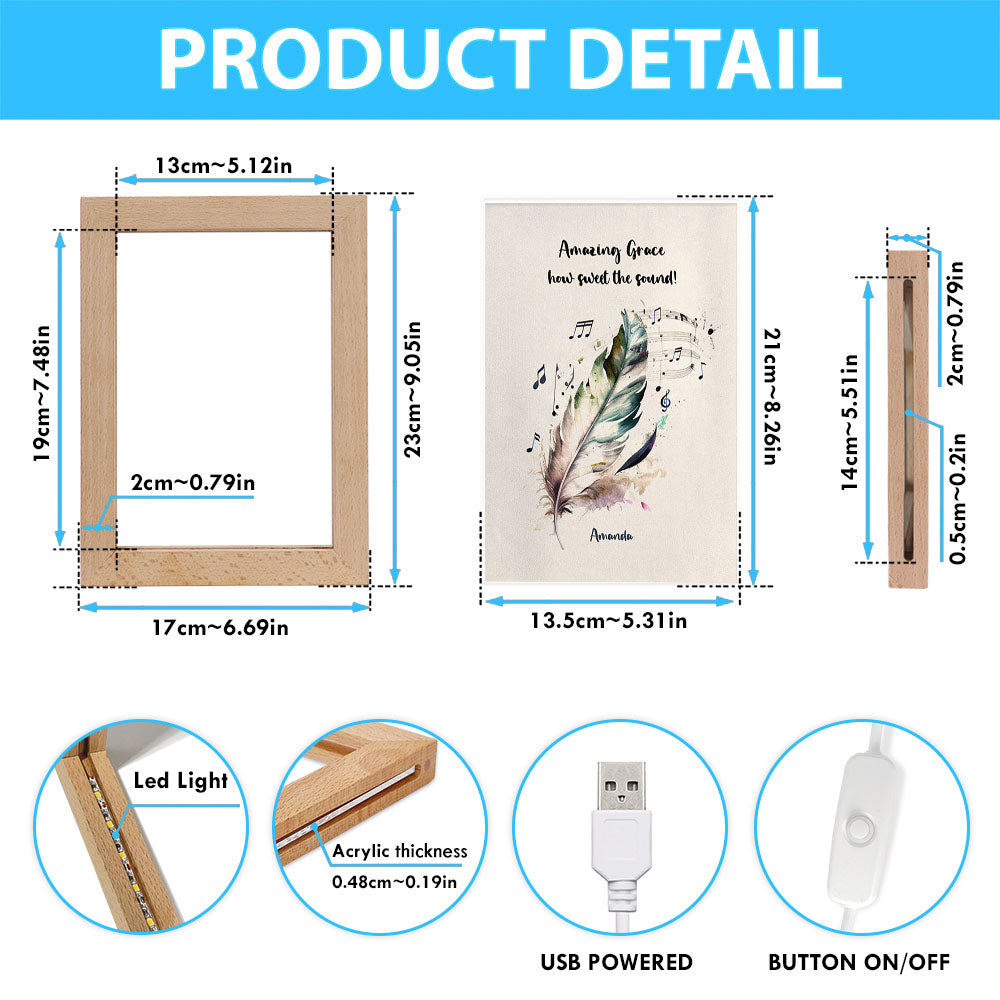 Amazing Grace How Sweet The Sound Personalized Frame Lamp Art - Christian Night Light - Bible Verse Gift For Women Of God
