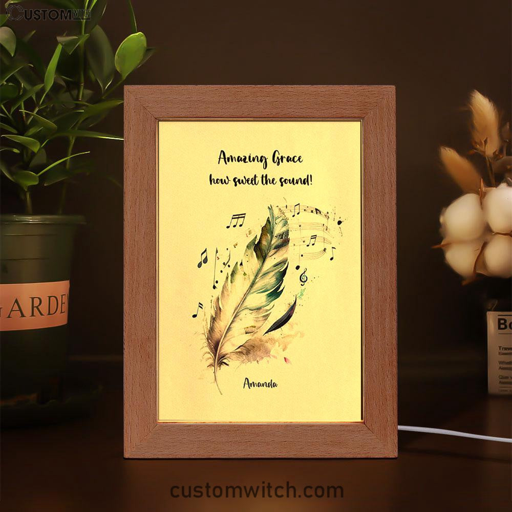 Amazing Grace How Sweet The Sound Personalized Frame Lamp Art - Christian Night Light - Bible Verse Gift For Women Of God