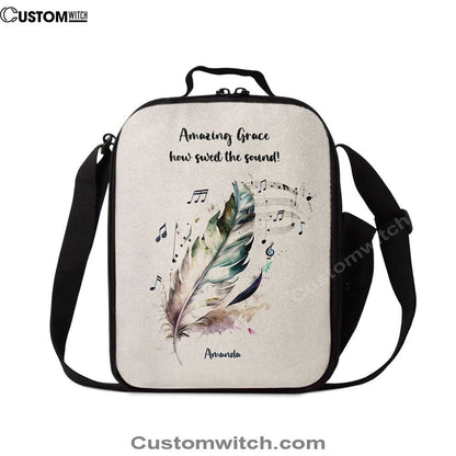 Amazing Grace How Sweet The Sound Personalized Lunch Bag, Christian Lunch Bag For School, Picnic, Religious Lunch Bag