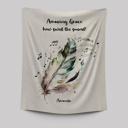 Amazing Grace How Sweet The Sound Personalized Tapestry Wall Art - Christian Tapestries Prints - Bible Verse Gift For Women Of God