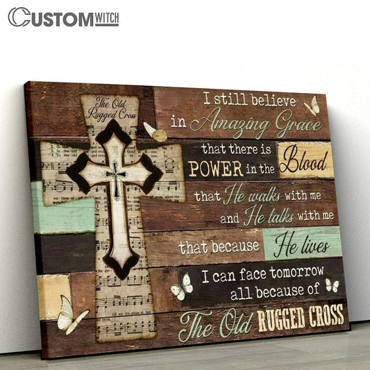 Amazing Grace, Music Sheet, Wall Planks, The Old Rugged Cross Canvas Poster