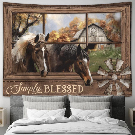 Amazing Horse Farm Simply Blessed Tapestry, Tapestries for Living Room Bedroom