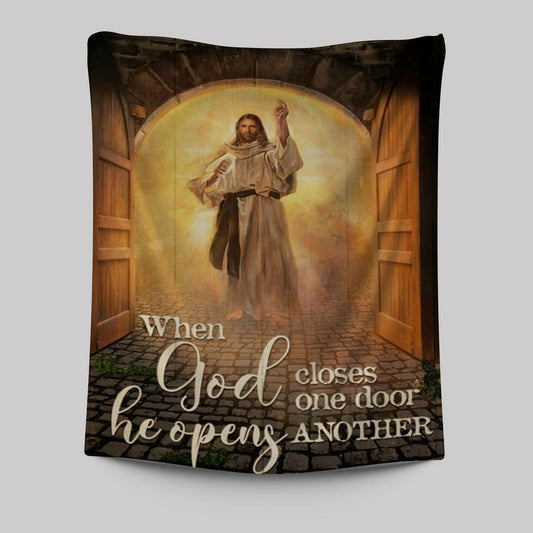 Amazing Jesus Painting, Infinite Halo, When God Closes One Door Tapestry