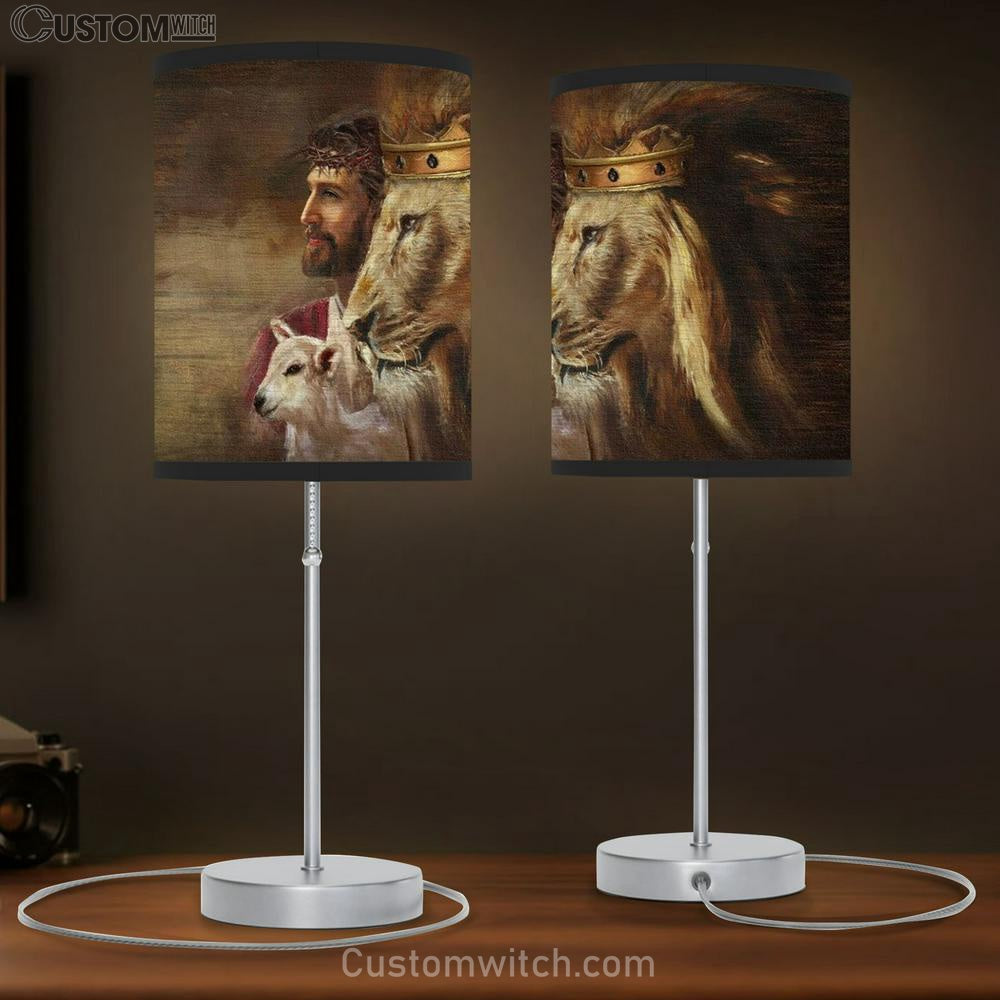 Amazing Jesus Painting Lion Lamb Table Lamb