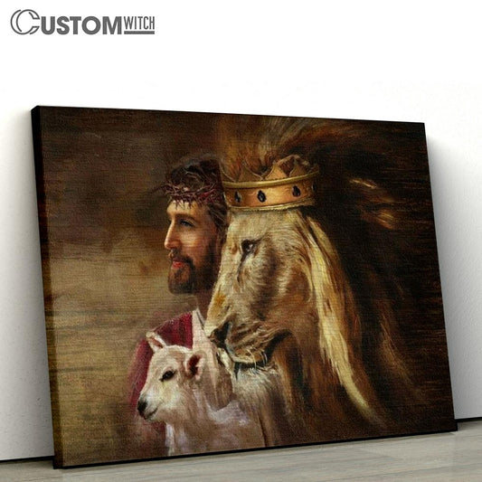 Amazing Jesus Painting Lion Lamb Canvas Poster