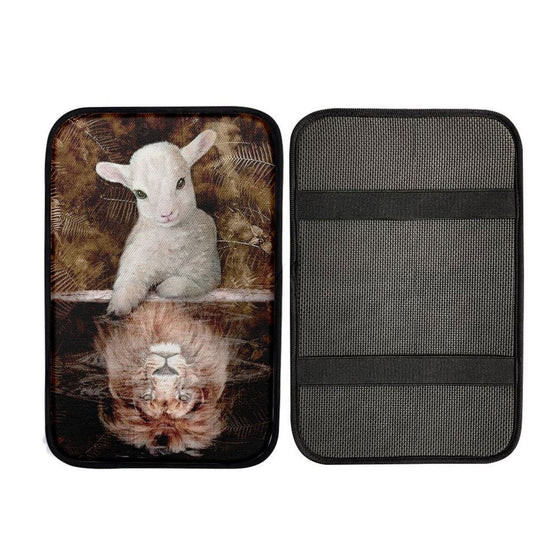 Amazing Lamb, Lion King, Animal Of Jesus Car Center Console Cover, Car Armrest Pad, Christian Gift, Armrest Box Mat