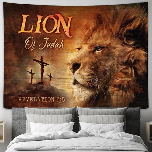 Amazing Lion Orange Sunset Lion Of Judah Tapestry, Tapestries for Living Room Bedroom