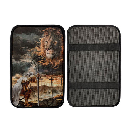 Amazing Lion, Stunning Sky, Warrior Painting, Lion Of Judah Car Center Console Cover, Car Armrest Pad, Christian Gift, Armrest Box Mat