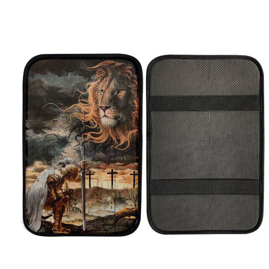Amazing Lion, Stunning Sky, Warrior Painting, Lion Of Judah Car Center Console Cover, Car Armrest Pad, Christian Gift, Armrest Box Mat