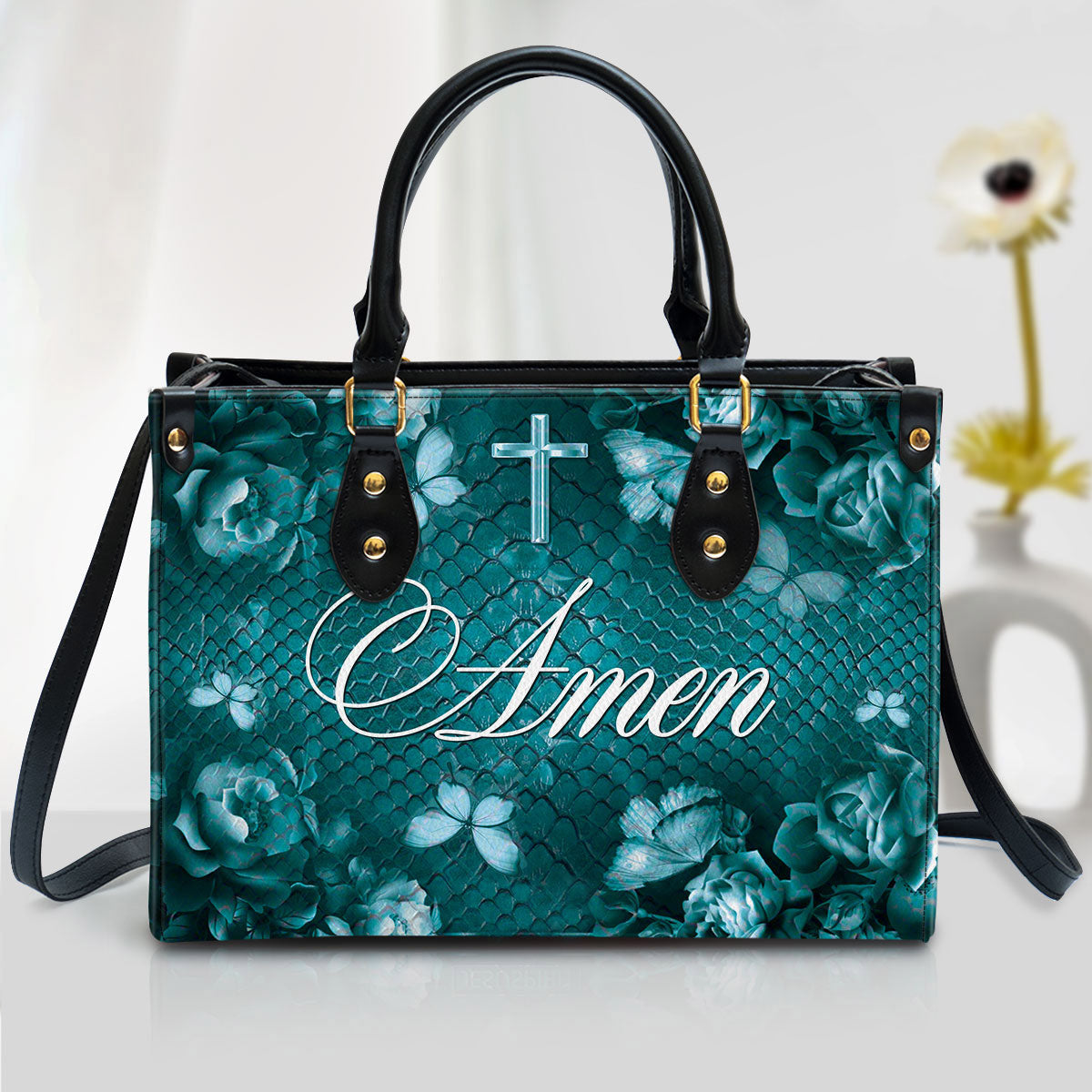 Amen Cross Leather Handbag, Religious Gifts For Women, Women Pu Leather Bag