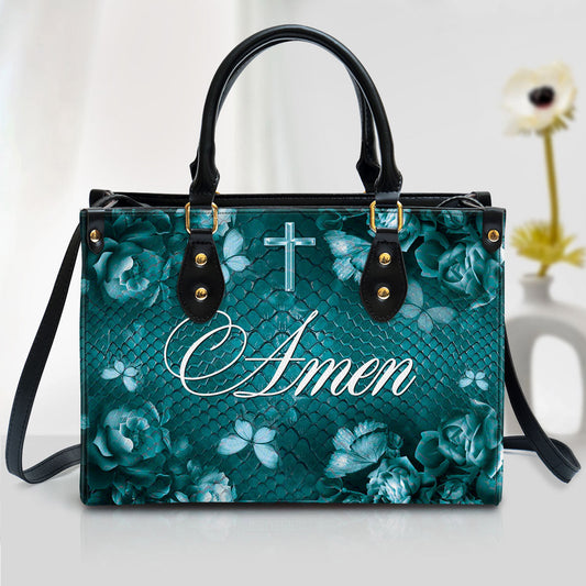 Amen Cross Leather Handbag, Religious Gifts For Women, Women Pu Leather Bag