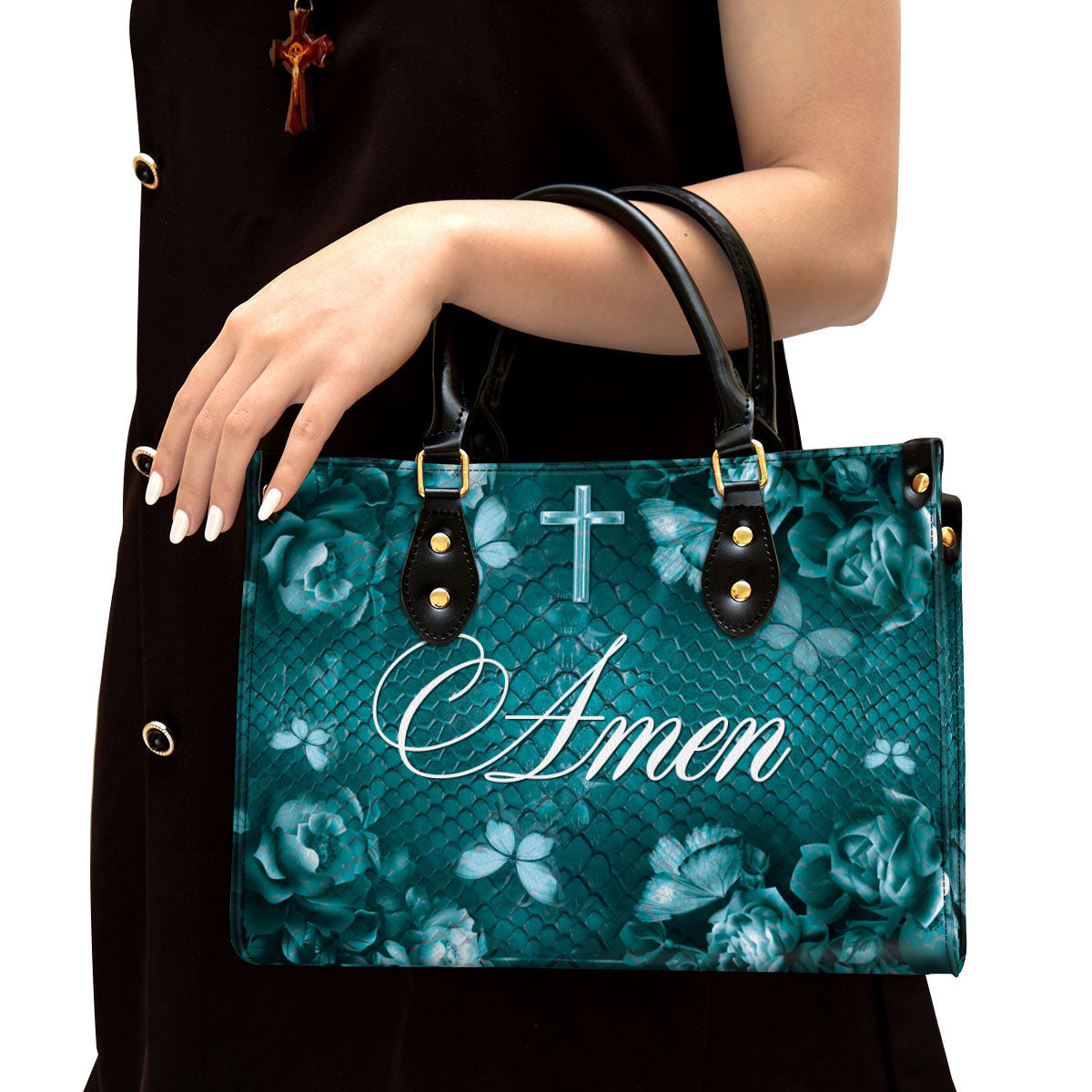 Amen Cross Leather Handbag, Religious Gifts For Women, Women Pu Leather Bag